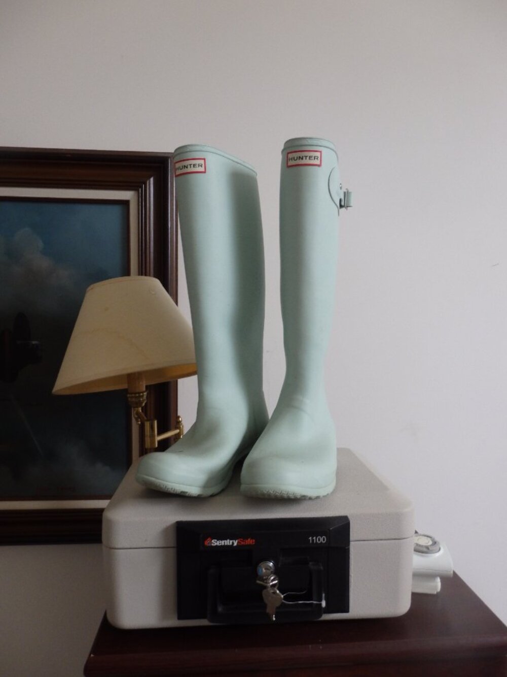 Baby Blue TALL Hunter rain boots wellies size 10 PACKABLE